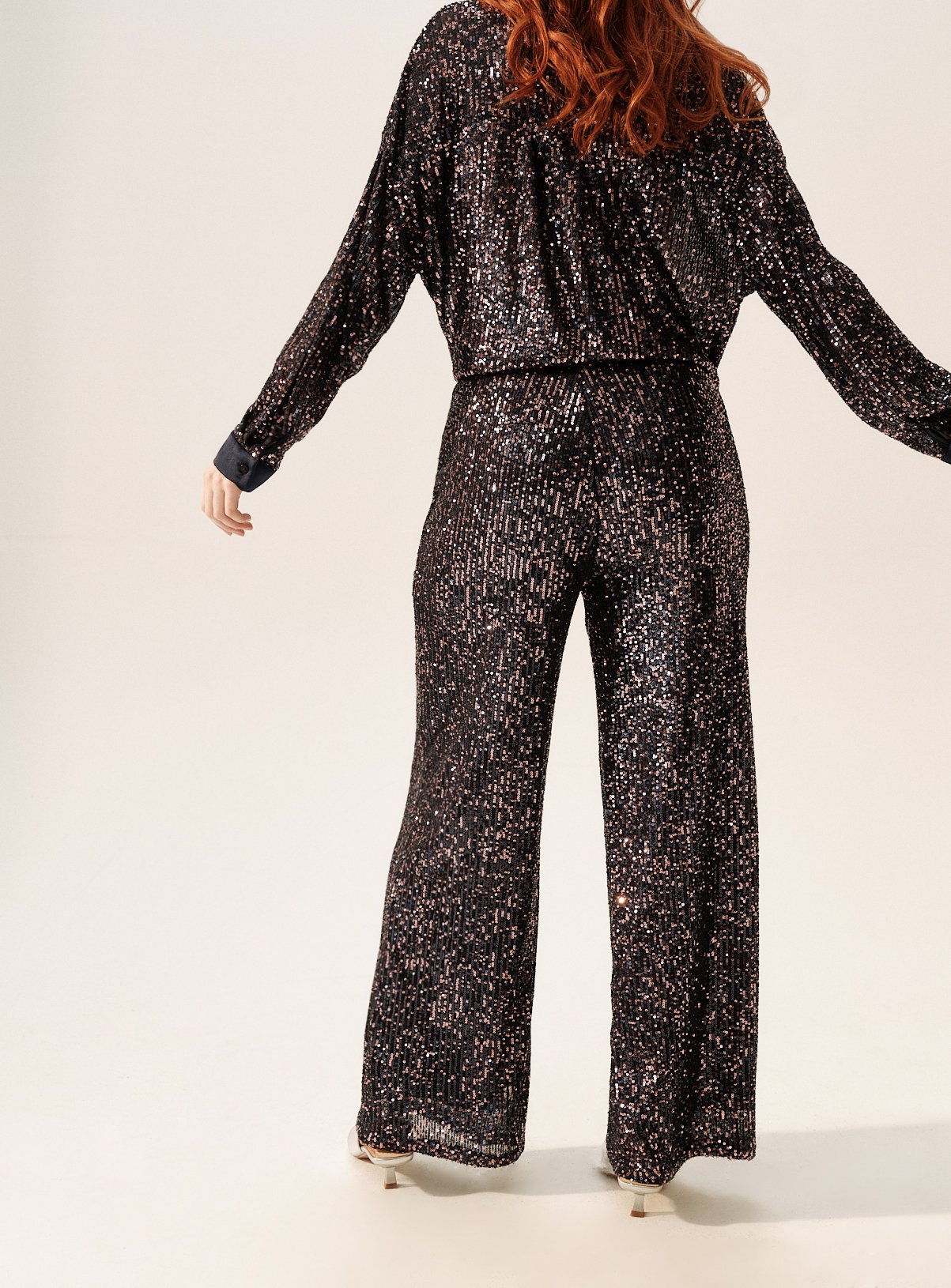 Purple Two-Tone Sequin Wide Leg Co-ord Trousers  8 - Image 4 thumbnail